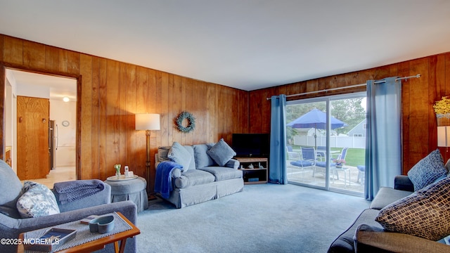 20 Kenwood Ln, Old Bridge, NJ 08857 - living room featuring wood walls and light carpet