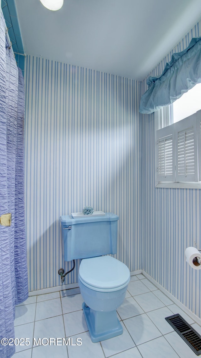 20 Kenwood Ln, Old Bridge, NJ 08857 - bathroom with wallpapered walls and tile patterned floors