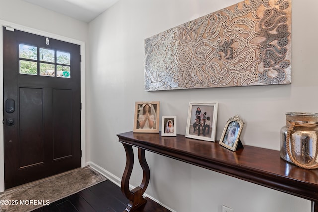 102 Oak Glen Rd, Toms River, NJ 08753 - entryway with baseboards and dark wood-style flooring