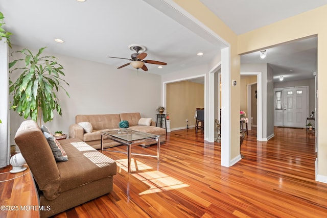 7 Warbler Rd, Marlboro, NJ 07746 - living room with light wood finished floors, ceiling fan, and recessed lighting