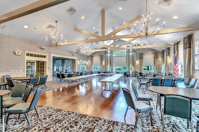 43 Westport Dr, Barnegat, NJ 08005 - dining space with a chandelier, recessed lighting, and wood finished floors