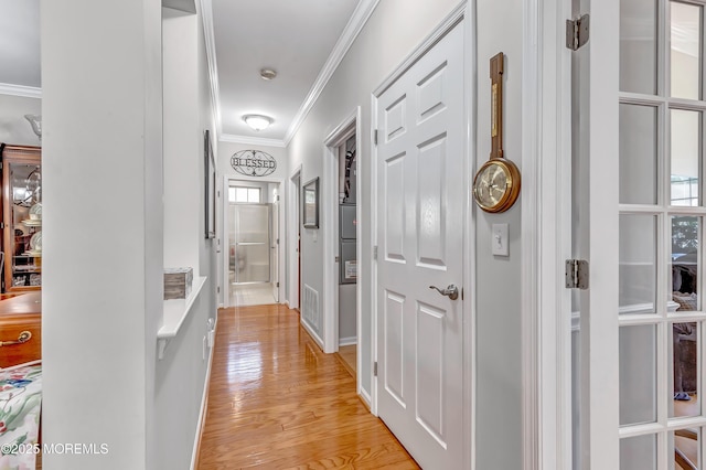 43 Westport Dr, Barnegat, NJ 08005 - hallway featuring crown molding and light wood-style flooring