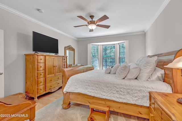 43 Westport Dr, Barnegat, NJ 08005 - bedroom featuring crown molding, light wood-style floors, and ceiling fan