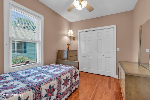 833 Lincoln St, Red Bank, NJ 07701 - bedroom featuring light wood finished floors, a closet, and a ceiling fan