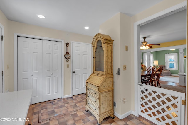833 Lincoln St, Red Bank, NJ 07701 - foyer featuring a ceiling fan and recessed lighting