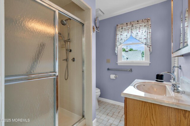 833 Lincoln St, Red Bank, NJ 07701 - bathroom with a shower stall, tile patterned flooring, and vanity