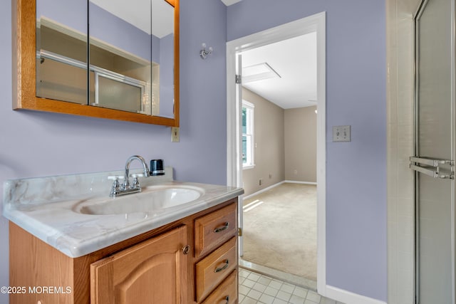 833 Lincoln St, Red Bank, NJ 07701 - full bath with vanity, tile patterned floors, and an enclosed shower