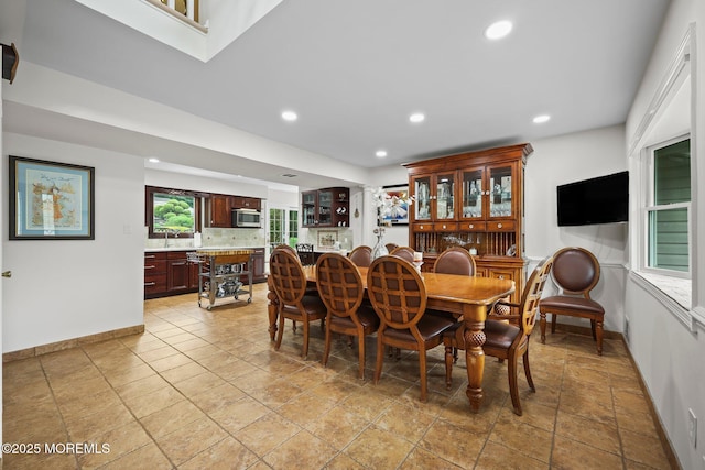 3 Sudbury Rd, Morganville, NJ 07751 - dining area with recessed lighting and stone tile floors