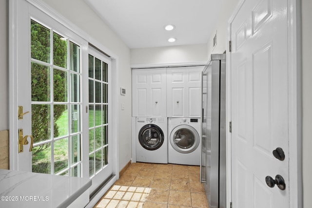 3 Sudbury Rd, Morganville, NJ 07751 - washroom with separate washer and dryer, cabinet space, and recessed lighting