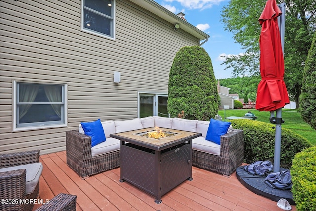 3 Sudbury Rd, Morganville, NJ 07751 - deck with an outdoor fire pit