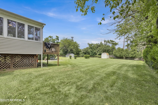 405 Orange Ave, Union Beach, NJ 07735 - view of yard with a shed and a wooden deck