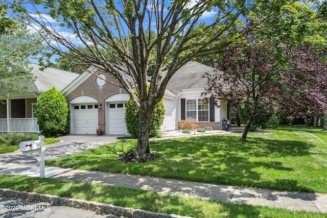 1 Silverspring Dr, Lakewood, NJ 08701 - view of front facade featuring brick siding, an attached garage, concrete driveway, and a front lawn