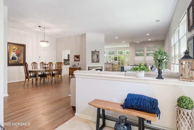1 Silverspring Dr, Lakewood, NJ 08701 - kitchen with recessed lighting, ceiling fan, a chandelier, light wood-type flooring, and hanging light fixtures