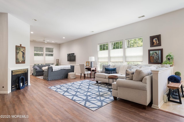 1 Silverspring Dr, Lakewood, NJ 08701 - living area with wood finished floors, recessed lighting, and a ceiling fan