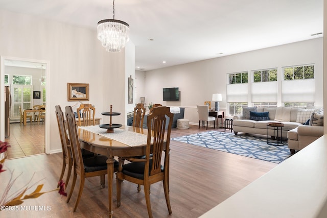 1 Silverspring Dr, Lakewood, NJ 08701 - dining area with wood finished floors, a chandelier, and recessed lighting