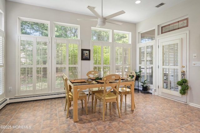 1 Silverspring Dr, Lakewood, NJ 08701 - tiled dining area with a ceiling fan, plenty of natural light, and recessed lighting