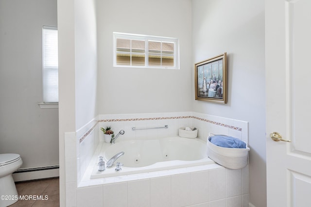 1 Silverspring Dr, Lakewood, NJ 08701 - full bath featuring a baseboard radiator, a whirlpool tub, and tile patterned flooring
