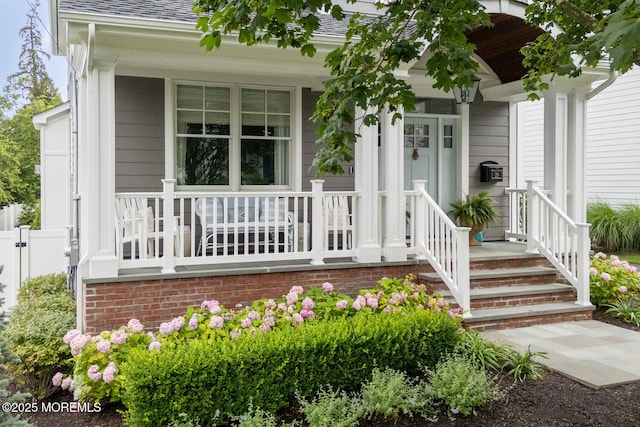29 Allen St, Rumson, NJ 07760 - entrance to property featuring covered porch and a shingled roof