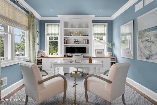 29 Allen St, Rumson, NJ 07760 - office area featuring wood finished floors and crown molding
