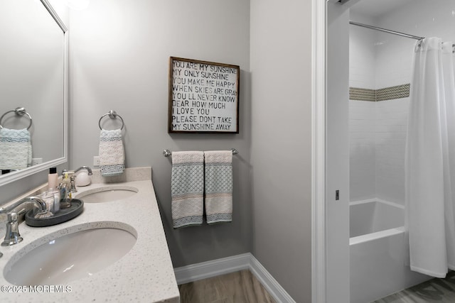 29 Allen St, Rumson, NJ 07760 - full bath with shower / tub combo with curtain and double vanity