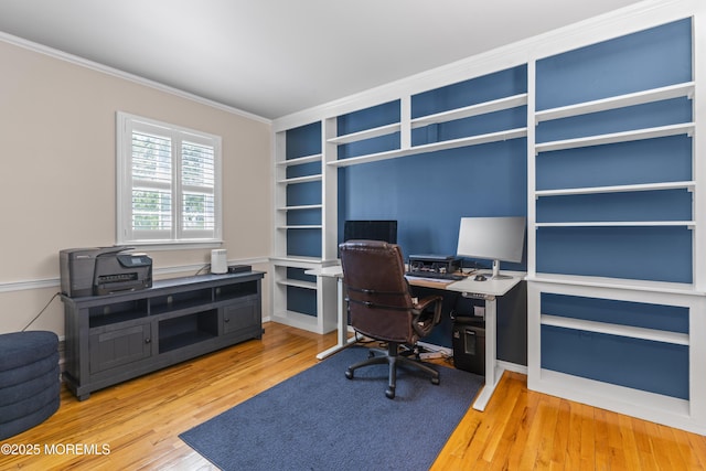 623 Forecastle Ave, Beachwood, NJ 08722 - office area with wood finished floors, crown molding, and built in shelves