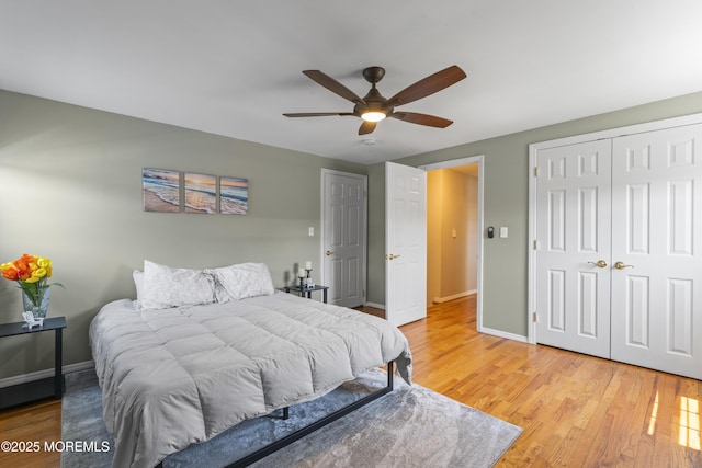 623 Forecastle Ave, Beachwood, NJ 08722 - bedroom featuring a closet, light wood-type flooring, and a ceiling fan