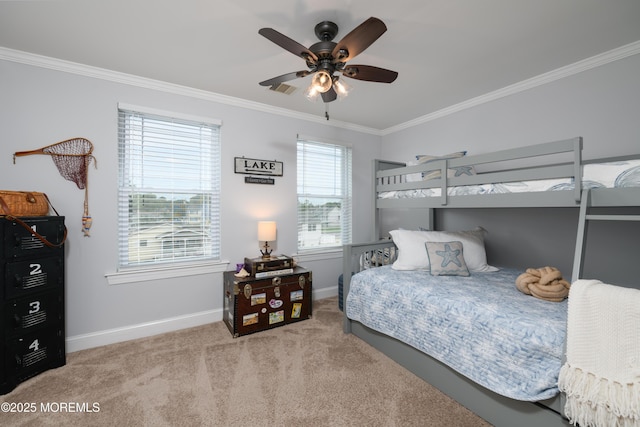 201 Riviera Dr, Toms River, NJ 08753 - bedroom with ornamental molding, carpet floors, and a ceiling fan