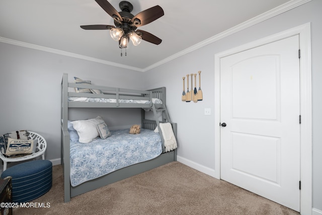 201 Riviera Dr, Toms River, NJ 08753 - bedroom featuring ornamental molding, carpet floors, and a ceiling fan