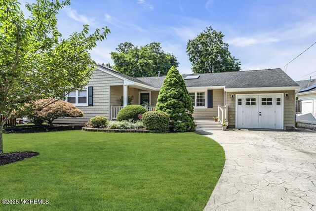 208 Chatham Ln, Point Pleasant, NJ 08742 - view of front of property with an attached garage, a front lawn, driveway, and a shingled roof