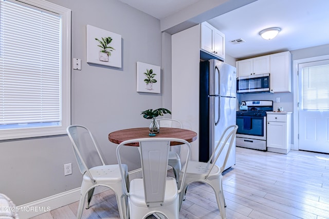 241 Hancock Ave, Seaside Heights, NJ 08751 - dining space featuring light wood-style flooring and baseboards
