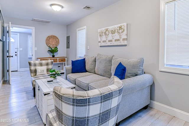 241 Hancock Ave, Seaside Heights, NJ 08751 - living room featuring light wood-style flooring and electric panel