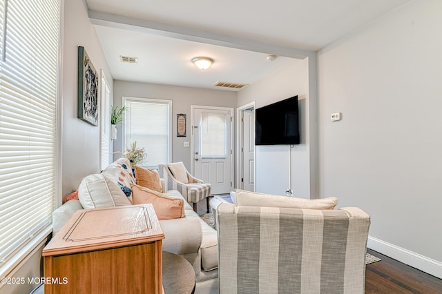241 Hancock Ave, Seaside Heights, NJ 08751 - living area featuring dark wood finished floors and baseboards