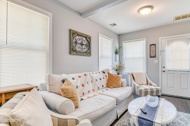 241 Hancock Ave, Seaside Heights, NJ 08751 - living area with wood finished floors and beam ceiling