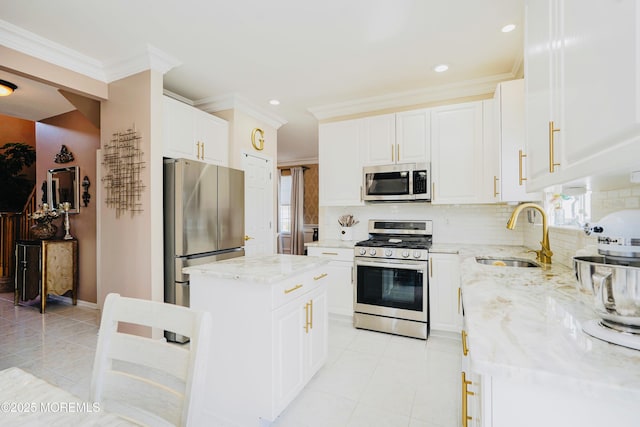 19 Summerhill Ave, Jackson, NJ 08527 - kitchen with appliances with stainless steel finishes, light tile patterned floors, light stone counters, tasteful backsplash, and white cabinets