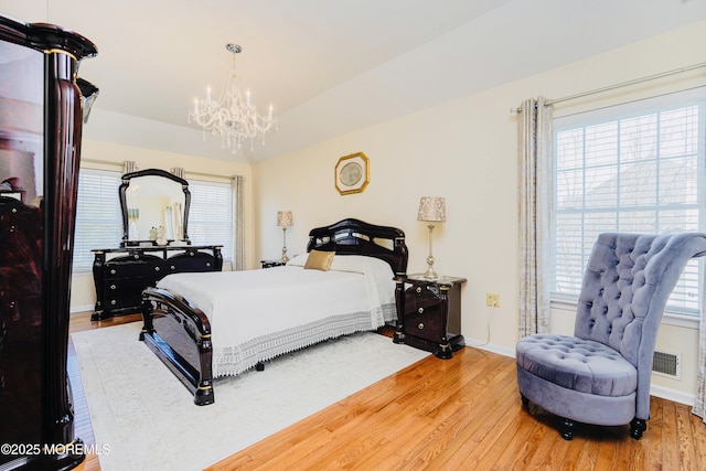 19 Summerhill Ave, Jackson, NJ 08527 - bedroom featuring light wood-style floors, a chandelier, and vaulted ceiling