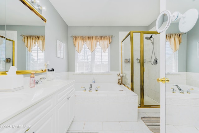 19 Summerhill Ave, Jackson, NJ 08527 - bathroom with a garden tub, plenty of natural light, a shower stall, and double vanity