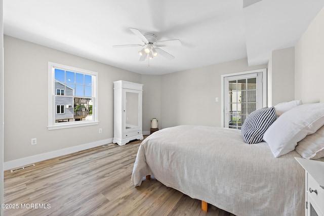 41A Long Beach Blvd, Long Beach Twp, NJ 08008 - bedroom featuring light wood-style floors, access to outside, and a ceiling fan