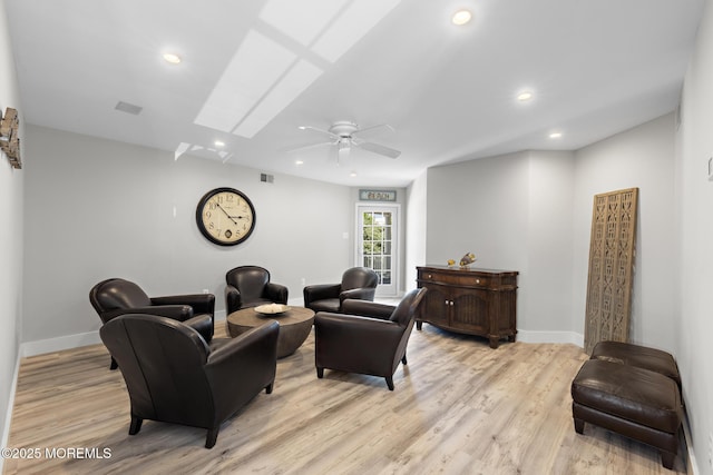 41A Long Beach Blvd, Long Beach Twp, NJ 08008 - living room featuring ceiling fan, light wood-style floors, and recessed lighting