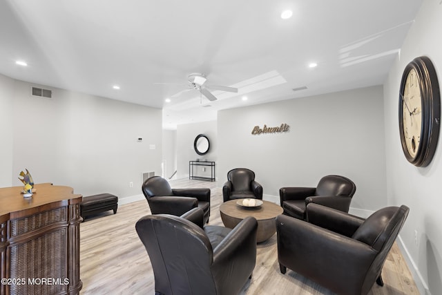 41A Long Beach Blvd, Long Beach Twp, NJ 08008 - living room with recessed lighting, ceiling fan, and light wood-type flooring