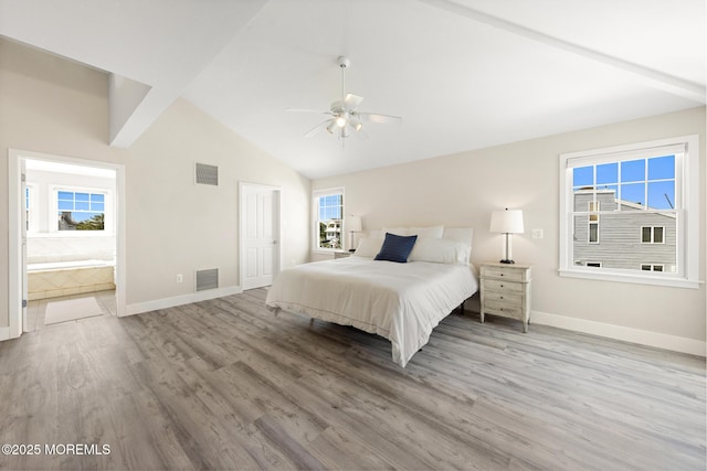 41A Long Beach Blvd, Long Beach Twp, NJ 08008 - bedroom with wood finished floors, ensuite bath, a ceiling fan, and a closet
