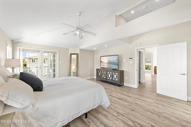 41A Long Beach Blvd, Long Beach Twp, NJ 08008 - bedroom with multiple windows, wood finished floors, access to outside, recessed lighting, and beamed ceiling