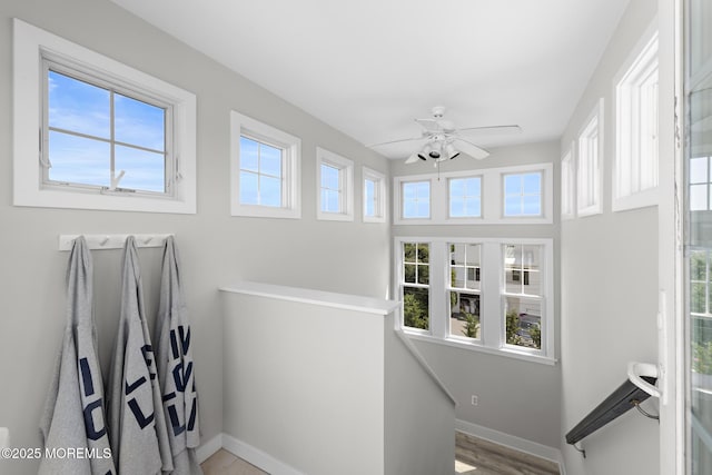 41A Long Beach Blvd, Long Beach Twp, NJ 08008 - stairs featuring a ceiling fan and baseboards