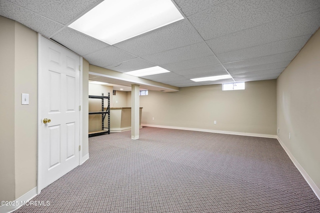 6 Pamela St, Marlboro, NJ 07746 - below grade area featuring a drop ceiling and carpet