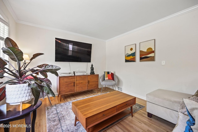 505 Moore Rd, Neptune Township, NJ 07753 - living room with ornamental molding and light wood-type flooring