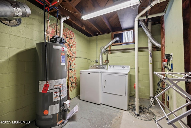 505 Moore Rd, Neptune Township, NJ 07753 - unfinished basement featuring gas water heater and washing machine and clothes dryer