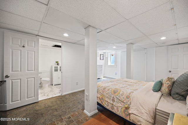 505 Moore Rd, Neptune Township, NJ 07753 - bedroom featuring a drop ceiling, recessed lighting, and connected bathroom