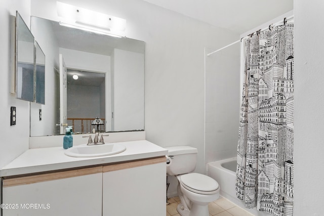 117 Lexington Ct, Holmdel, NJ 07733 - full bath with vanity, shower / tub combo with curtain, and tile patterned floors