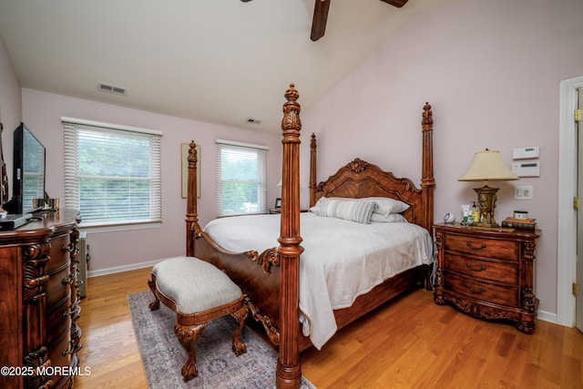235 Leesville Rd, Jackson, NJ 08527 - bedroom with light wood-type flooring, lofted ceiling, and a ceiling fan