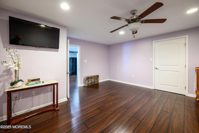 235 Leesville Rd, Jackson, NJ 08527 - unfurnished living room featuring dark wood finished floors, recessed lighting, and ceiling fan