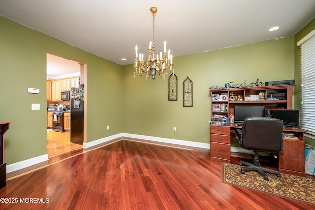 235 Leesville Rd, Jackson, NJ 08527 - office area featuring wood finished floors, a chandelier, and recessed lighting